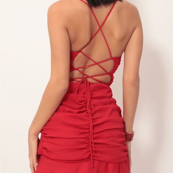 Lucy in the Sky Mini Homecoming Dress - RED XS - Picture 2 of 3